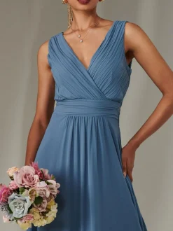 Jolie Moi Blue Cora Sleeveless Chiffon Maxi Dress Outlet