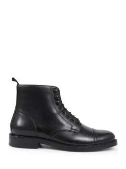 Jones Bootmaker Finch Leather Lace-Up Boots Black New