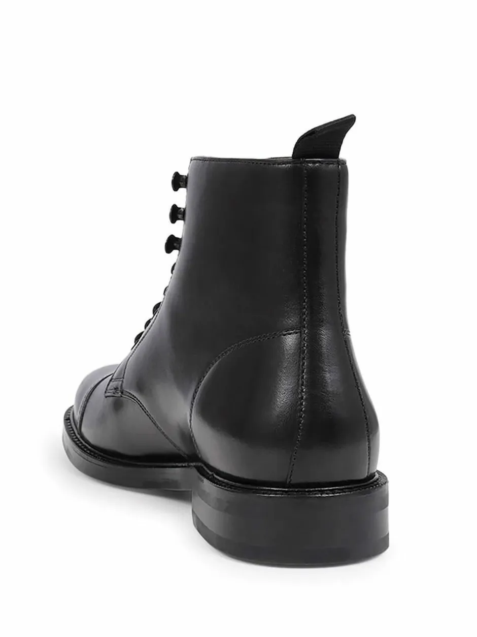 Jones Bootmaker Finch Leather Lace-Up Boots Black New