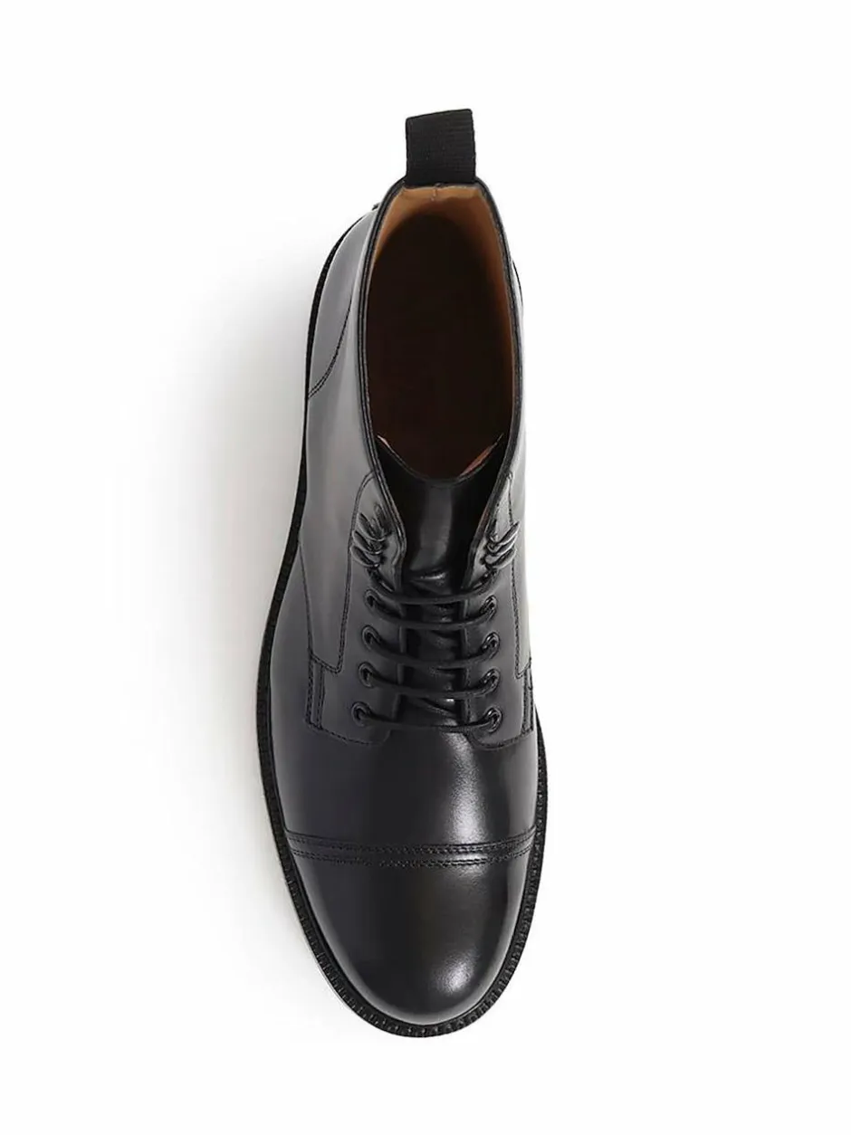 Jones Bootmaker Finch Leather Lace-Up Boots Black New