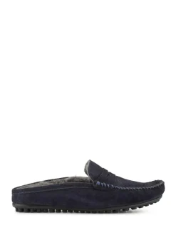 Jones Bootmaker Zap Leather Mule Slippers Blue Discount