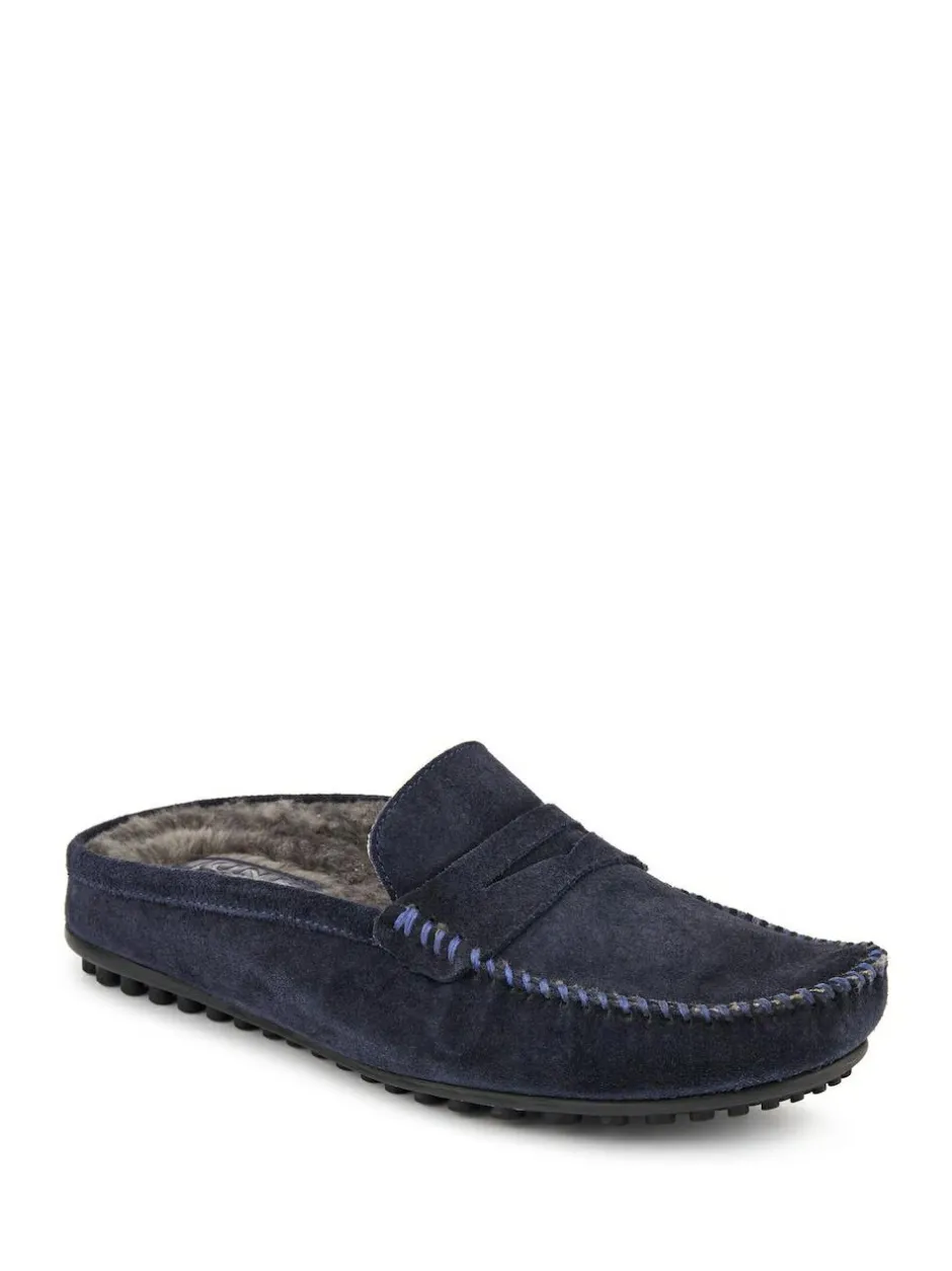 Jones Bootmaker Zap Leather Mule Slippers Blue Discount
