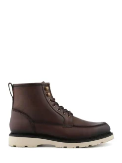 Jones Bootmaker Essex Chunky Leather Boots Brown New