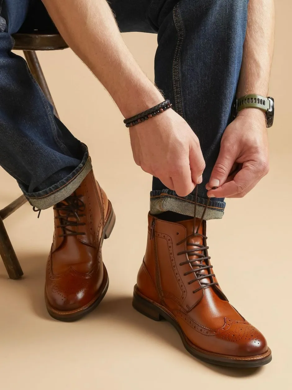 Jones Bootmaker Fletcher Leather Boots Natural Outlet