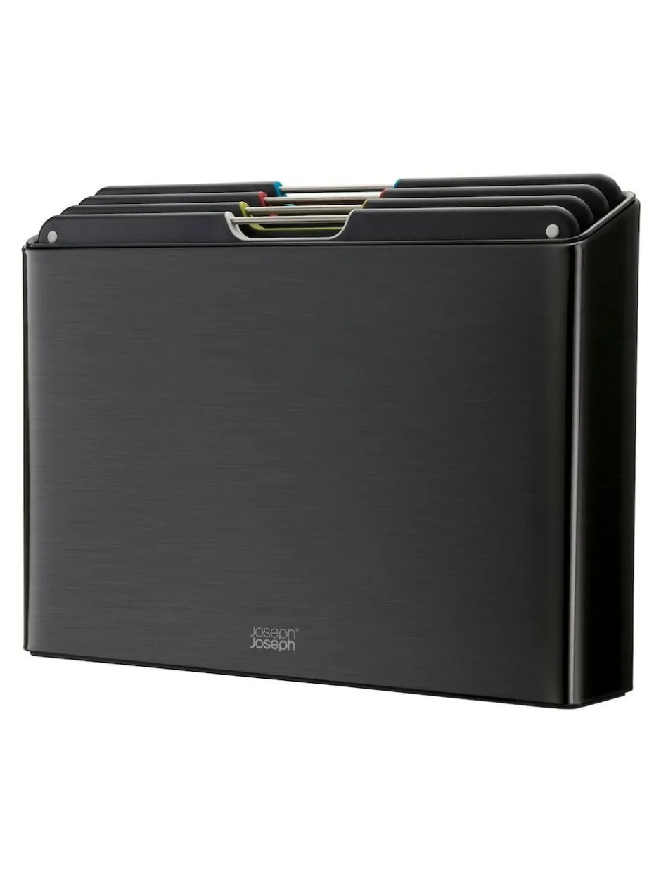 Joseph Joseph 4 Piece Black Folio Steel Carbon Black Chopping Board Set