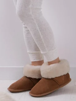 Just Sheepskin Ladies Albery Sheepskin Slipper Brown Light Clearance