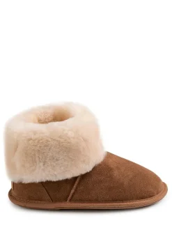 Just Sheepskin Ladies Albery Sheepskin Slipper Brown Light Clearance