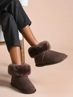 Just Sheepskin Ladies Albery Sheepskin Slipper Brown New