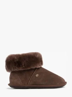 Just Sheepskin Ladies Albery Sheepskin Slipper Brown New