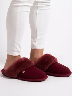 Just Sheepskin Ladies Duchess Sheepskin Slipper Red New