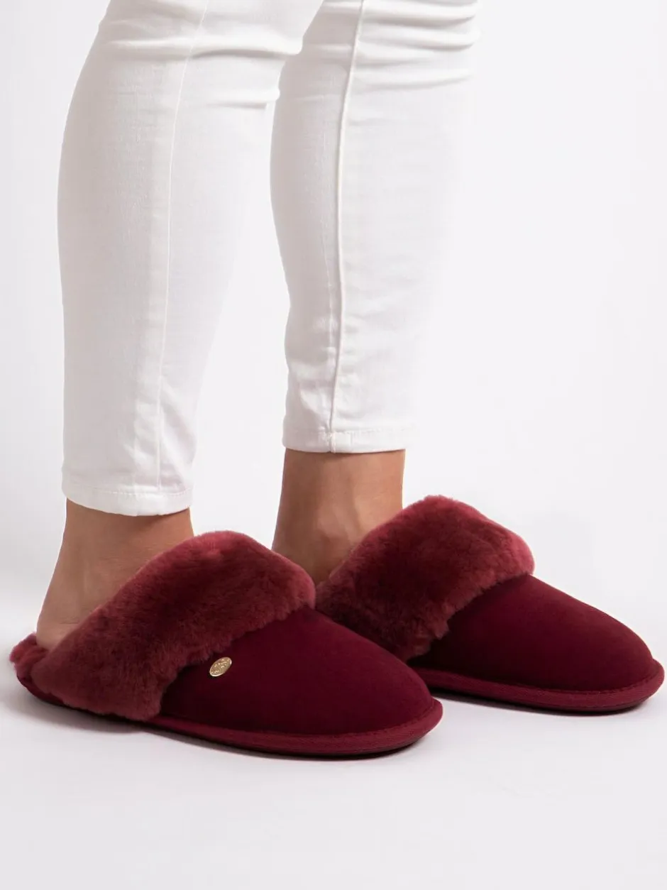 Just Sheepskin Ladies Duchess Sheepskin Slipper Red New
