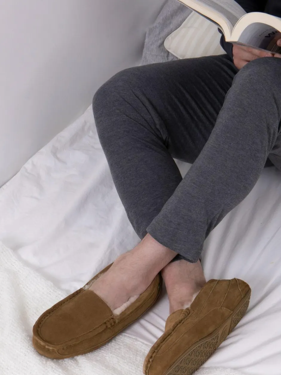 Just Sheepskin Mens Harry Sheepskin Slipper Brown Discount