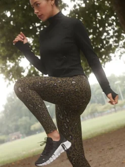 Next Outdoor Fleece Lined Warm Handle Leggings Khaki Animal Print Sale