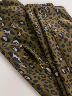 Next Outdoor Fleece Lined Warm Handle Leggings Khaki Animal Print Sale