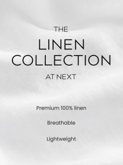 Next Khaki Green 100% Linen Premium Wide Leg Trousers Discount