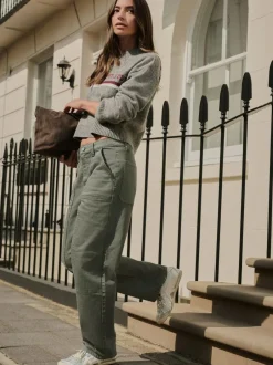 Next Ankle Straight Leg Carpenter Jeans Khaki Green Best