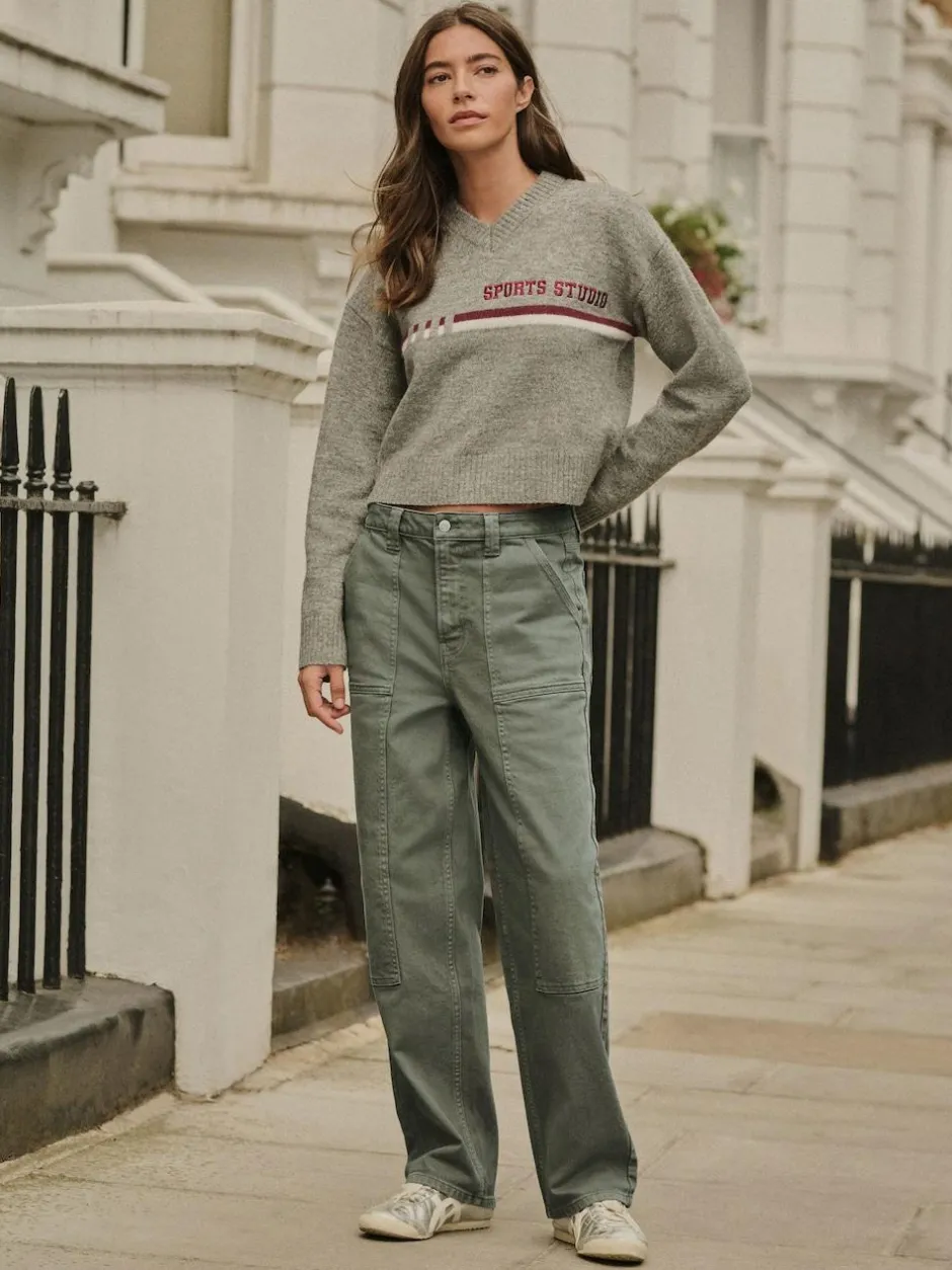 Next Ankle Straight Leg Carpenter Jeans Khaki Green Best