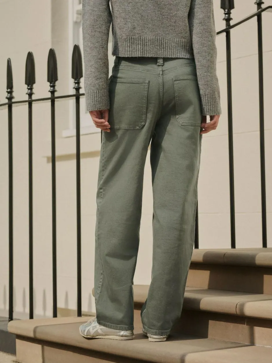 Next Ankle Straight Leg Carpenter Jeans Khaki Green Best