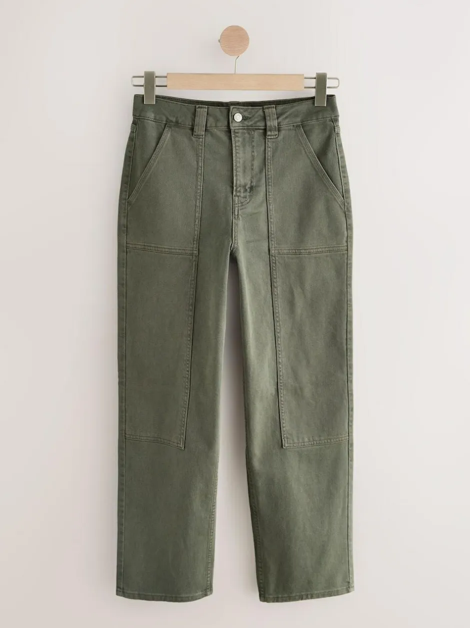 Next Ankle Straight Leg Carpenter Jeans Khaki Green Best