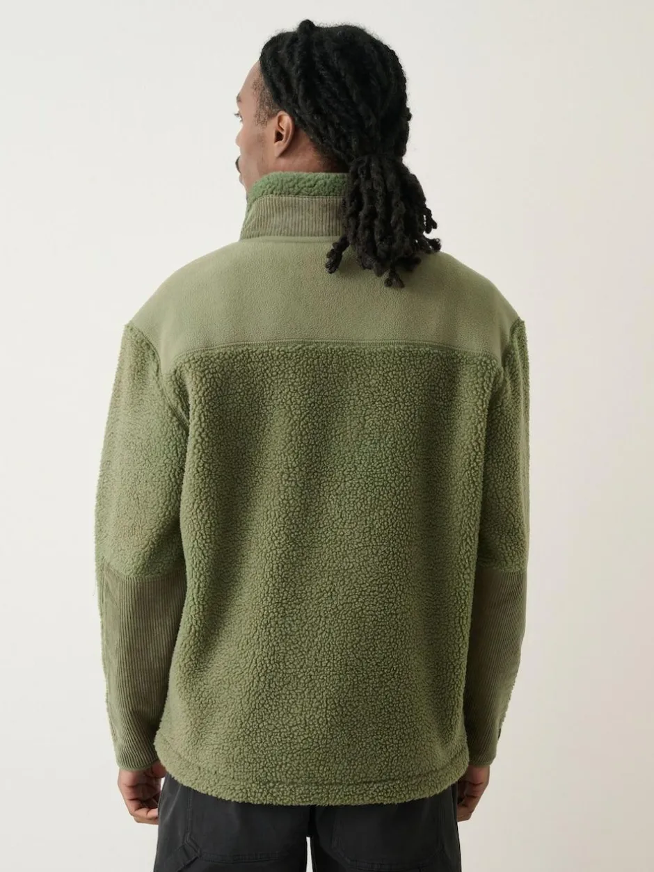 Next Cord Block Zip Through Funnel Fleece Khaki Green Online