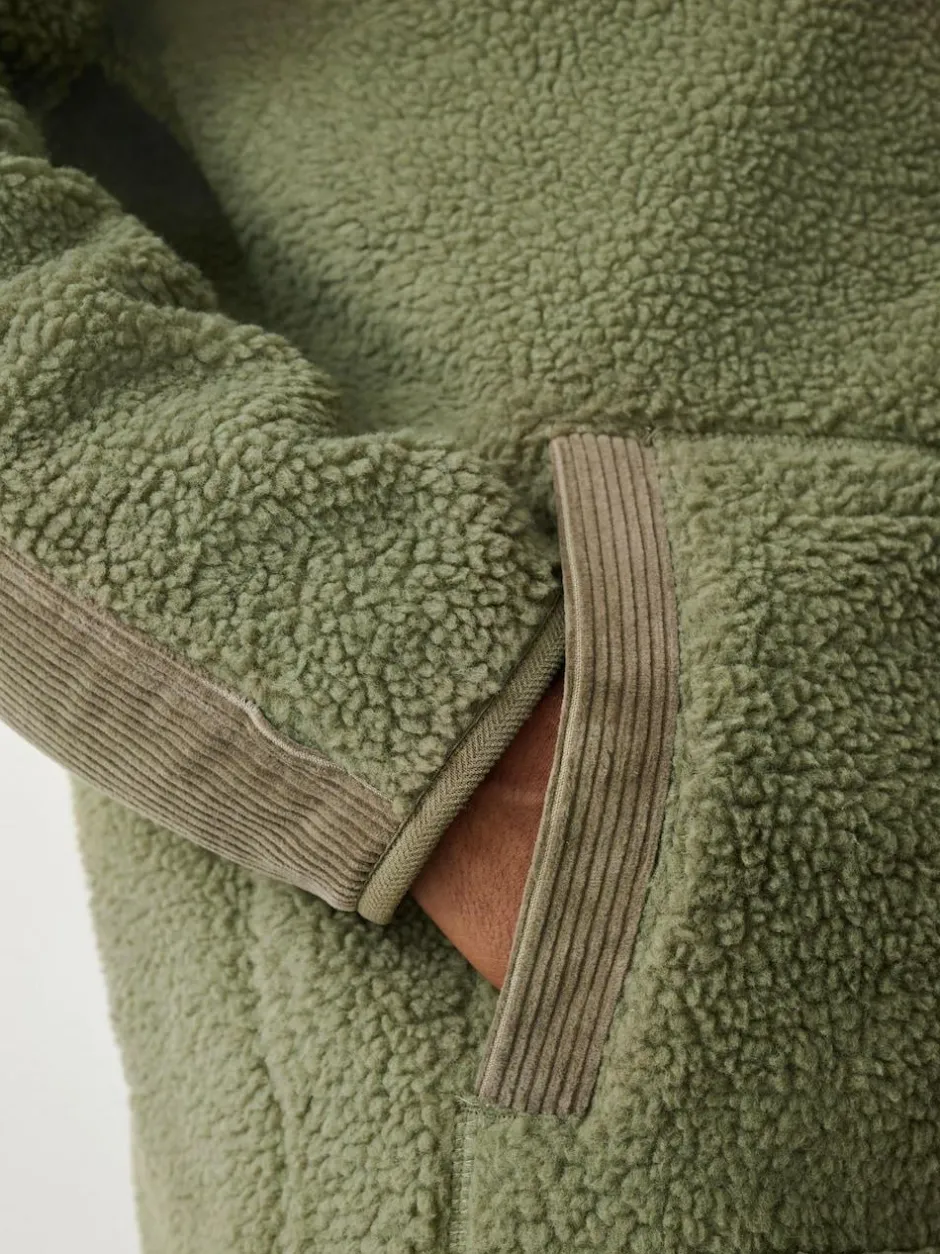 Next Cord Block Zip Through Funnel Fleece Khaki Green Online