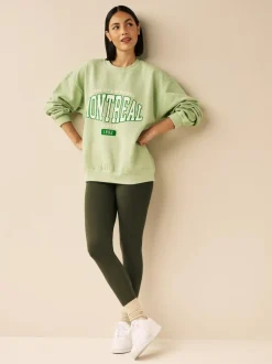 Next Khaki Green Full Length Leggings New