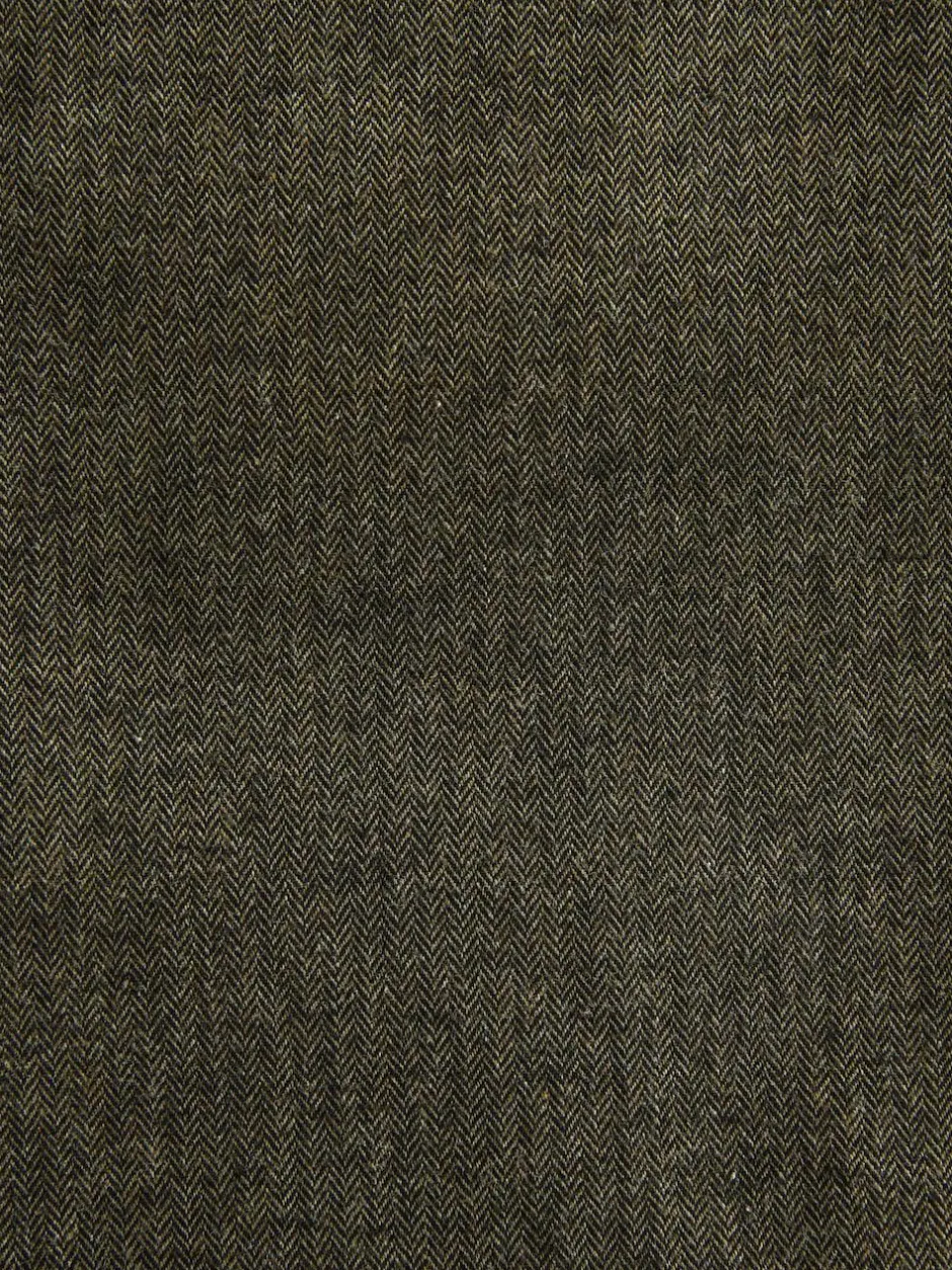 Next Regular Fit Smart Brushed Cotton Trousers Khaki Green Herringbone Clearance
