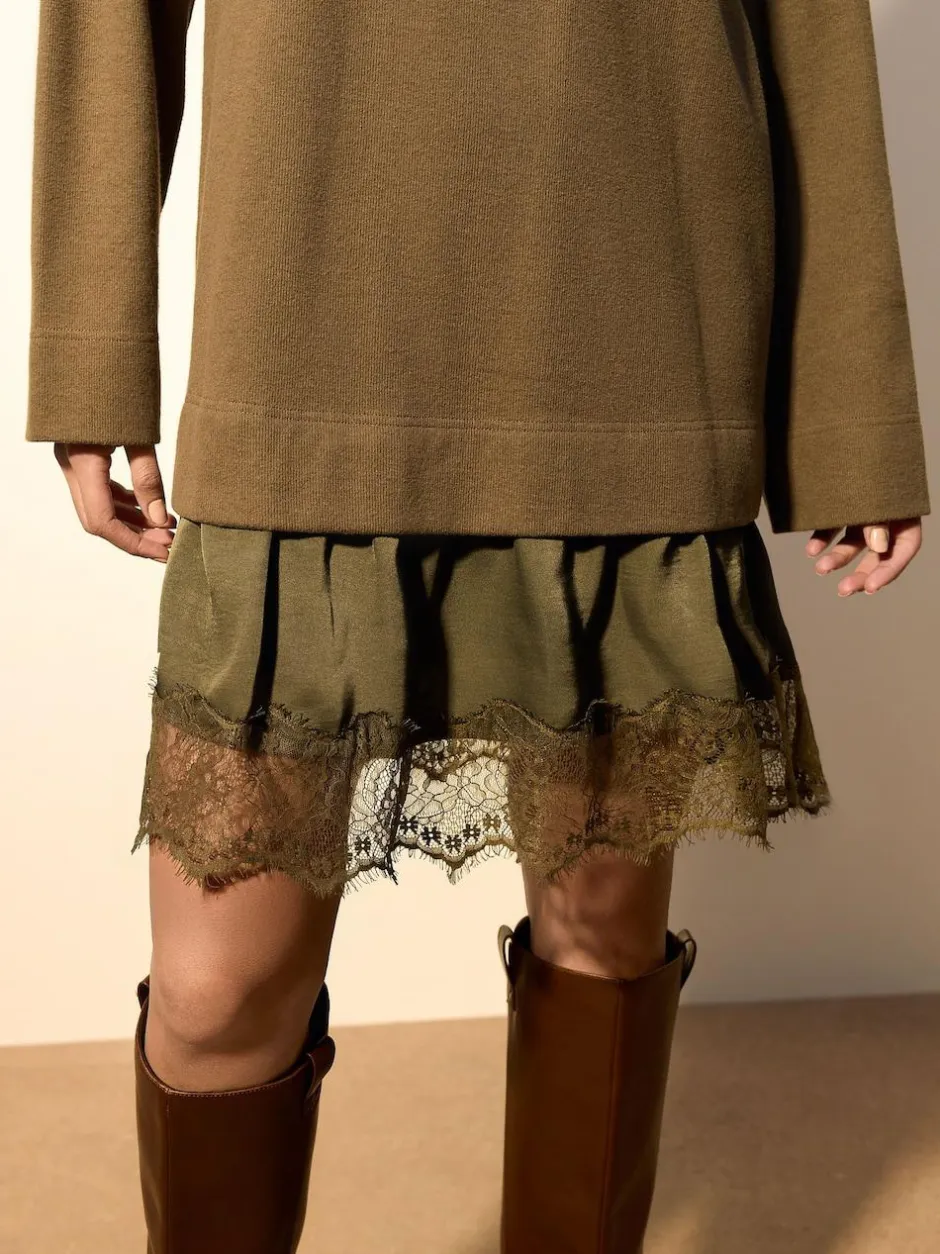 Next 2-In-1 Soft Touch Jumper Lace Skirt Khaki Green Hot