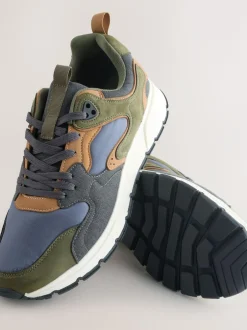 Next Khaki Green Multipanel Trainers Hot