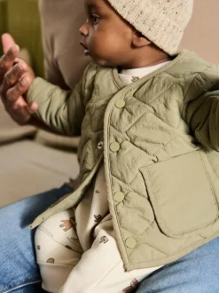 Next Khaki Green Nylon Quilted Baby Jacket (0mths-2yrs) Discount