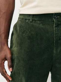 Next Regular Fit Smart Cotton Rich Corduroy Elasticated Waistband Trousers Khaki Green Discount
