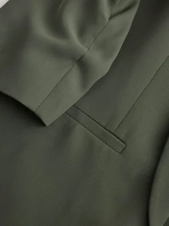 Next Khaki Green Relaxed Ruched Sleeve Blazer