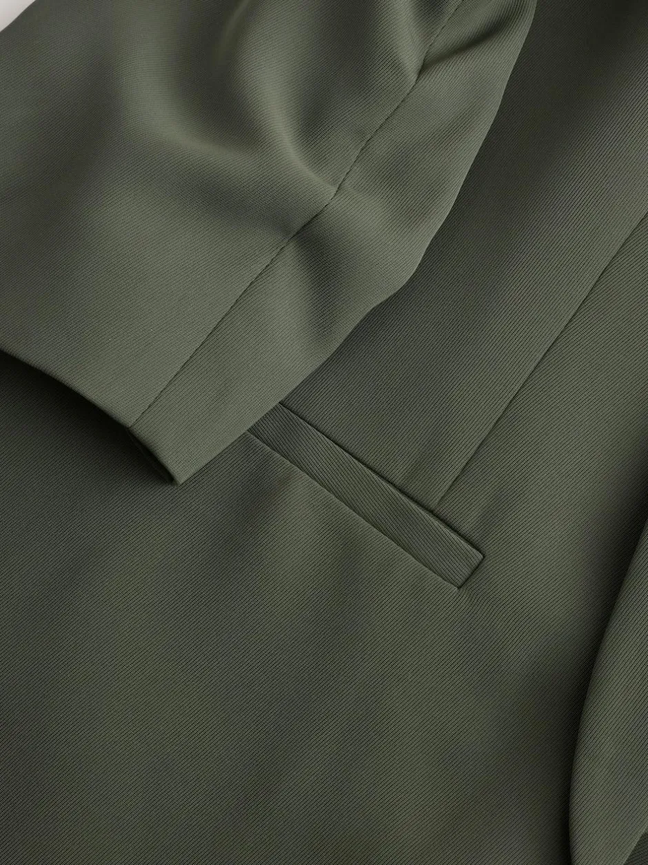 Next Khaki Green Relaxed Ruched Sleeve Blazer