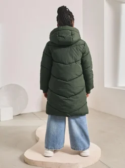 Next Shower Resistant Faux Fur Lined Hooded Padded Coat (3-16yrs) Khaki Green Hot