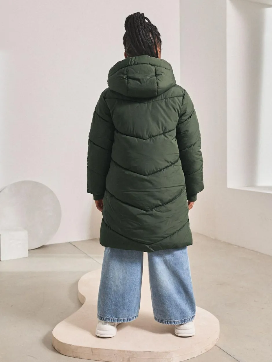 Next Shower Resistant Faux Fur Lined Hooded Padded Coat (3-16yrs) Khaki Green Hot