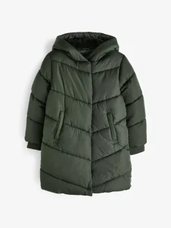 Next Shower Resistant Faux Fur Lined Hooded Padded Coat (3-16yrs) Khaki Green Hot