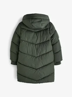 Next Shower Resistant Faux Fur Lined Hooded Padded Coat (3-16yrs) Khaki Green Hot