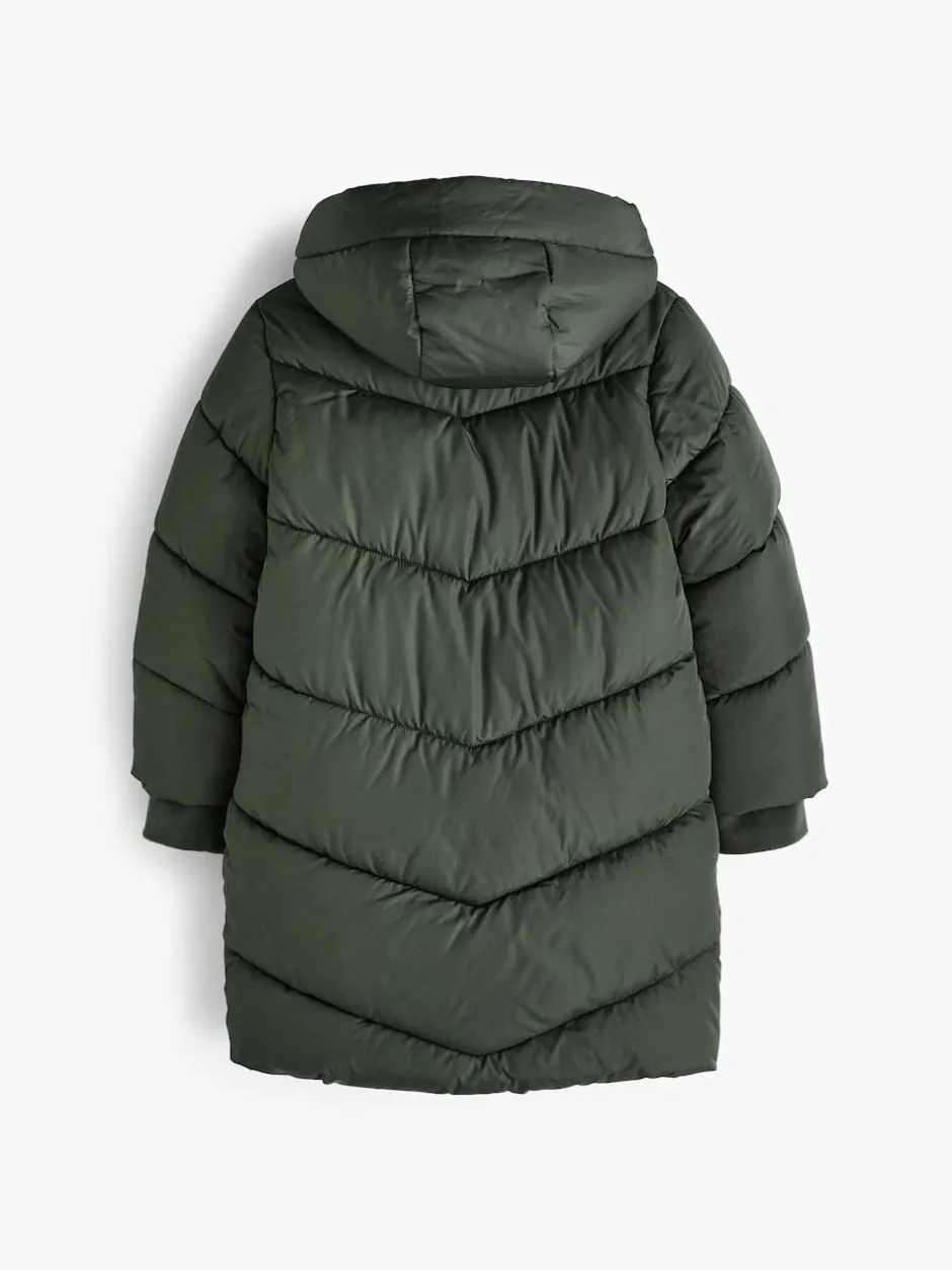Next Shower Resistant Faux Fur Lined Hooded Padded Coat (3-16yrs) Khaki Green Hot
