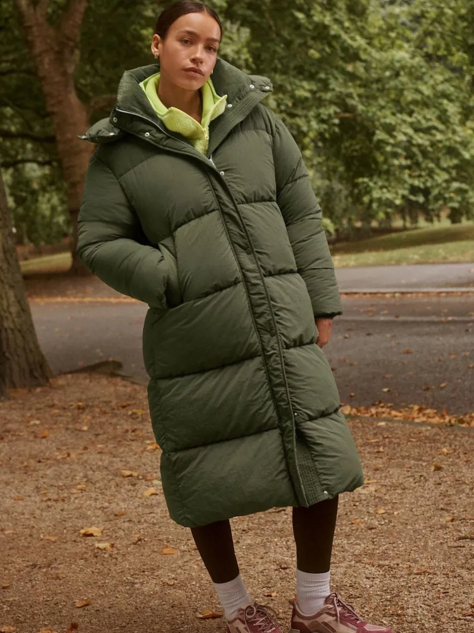 Next Shower Resistant Longline Padded Coat Khaki Green Best