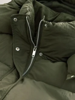 Next Shower Resistant Longline Padded Coat Khaki Green Best