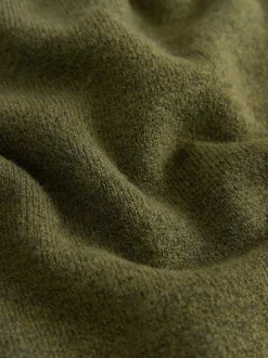 Next Khaki Green Slim Supersoft Crew Neck Cardigan with Wool Clearance