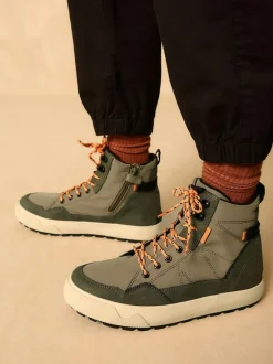 Next Standard Fit (F) Warm Lined High Top Boots Khaki Green Discount
