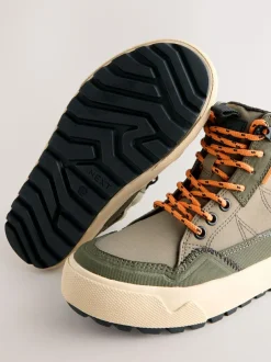 Next Standard Fit (F) Warm Lined High Top Boots Khaki Green Discount