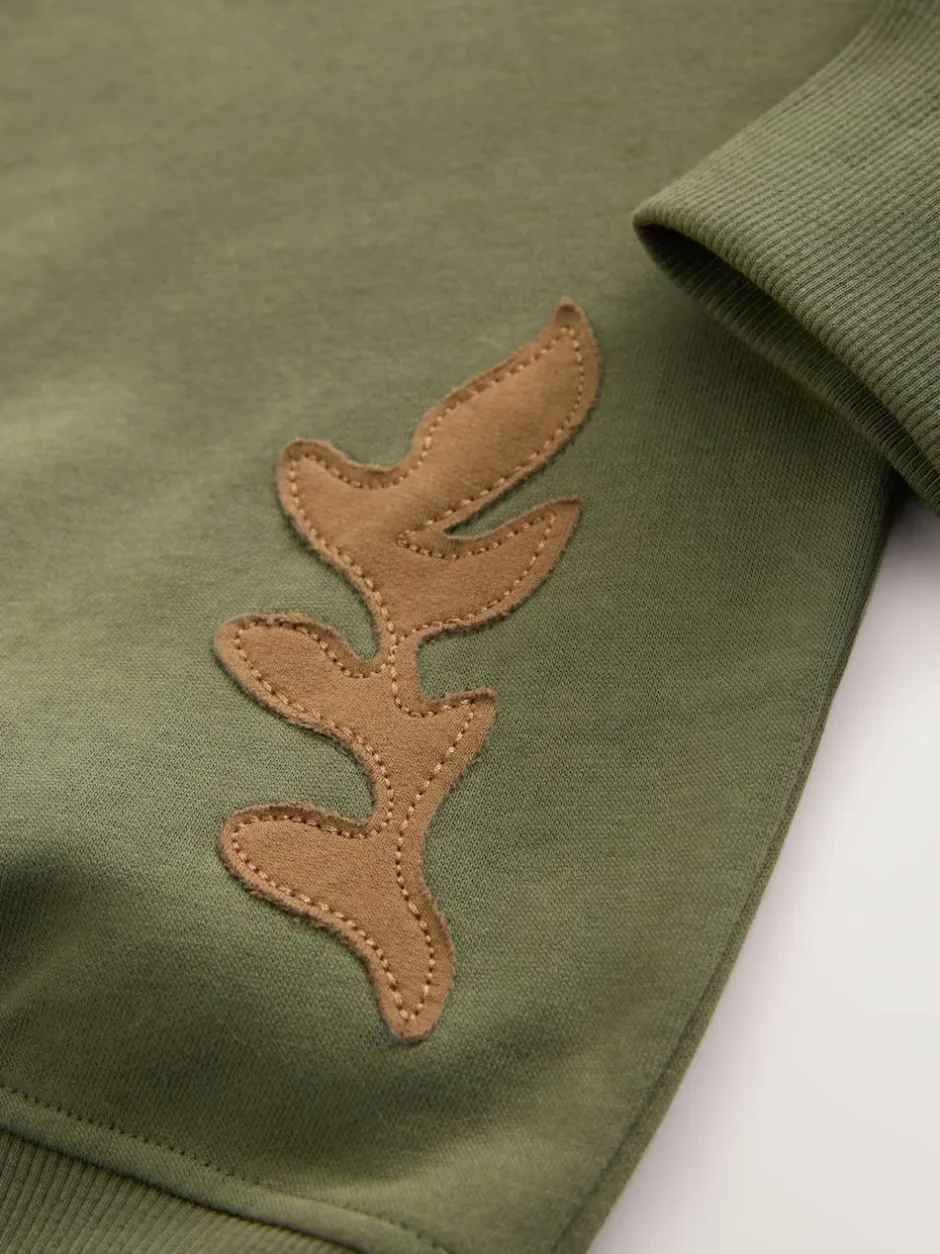 Next Sweatshirt with Appliqué Details Khaki Green Clearance