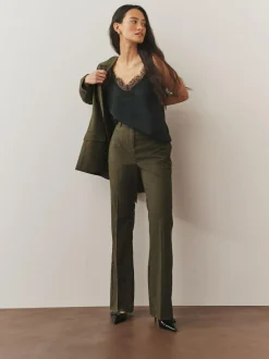 Next Tailored Bootcut Trousers With Wool Khaki Green