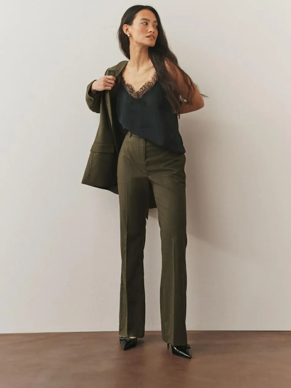Next Tailored Bootcut Trousers With Wool Khaki Green