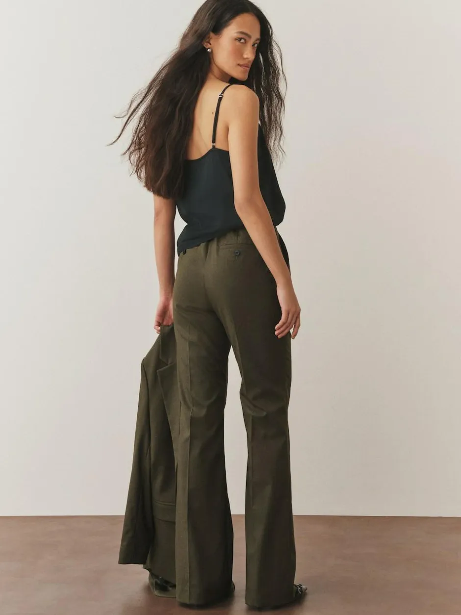 Next Tailored Bootcut Trousers With Wool Khaki Green