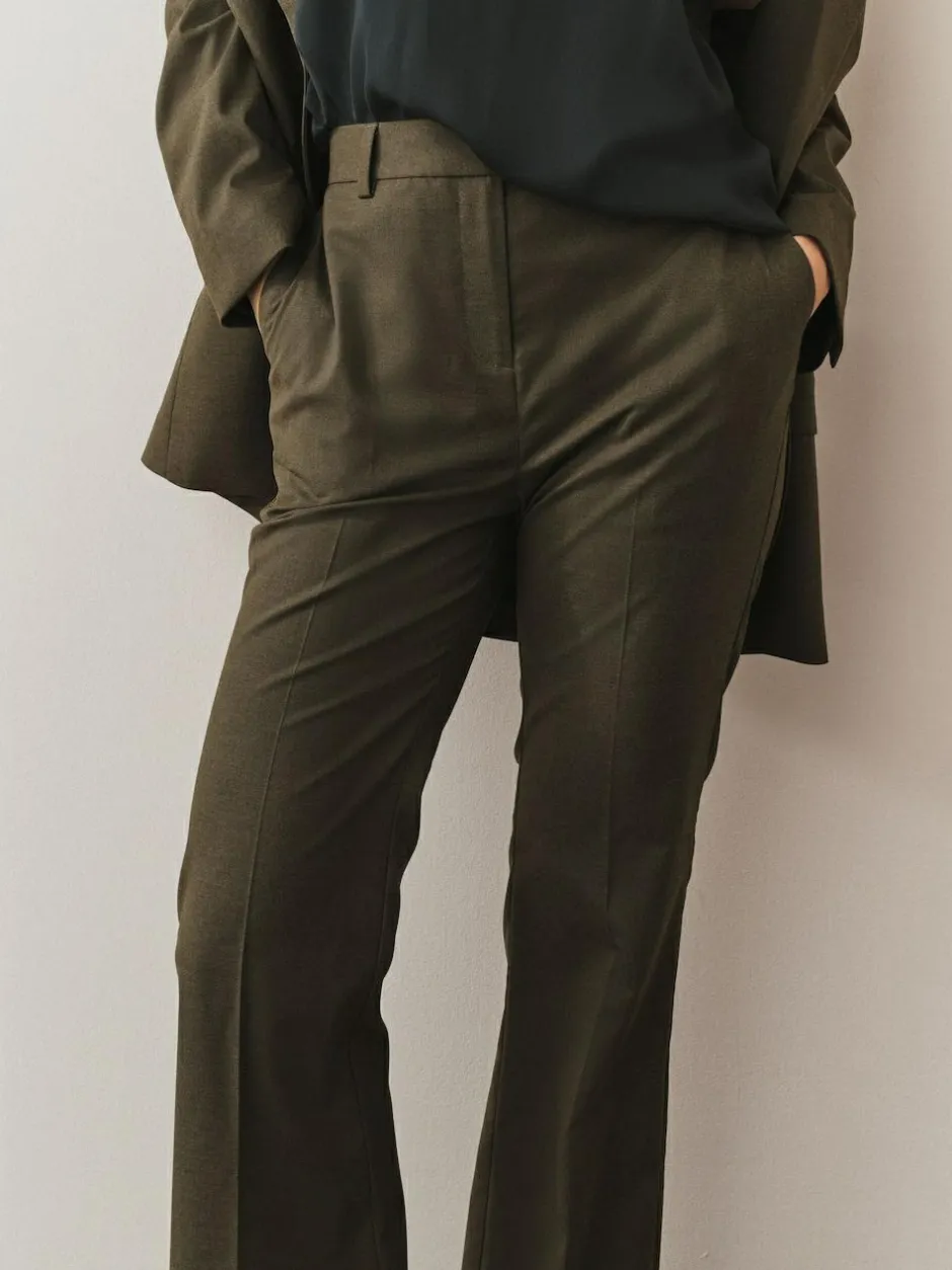 Next Tailored Bootcut Trousers With Wool Khaki Green