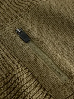 Next Khaki Green Utility Knitted Hoodie (3-16yrs) Clearance