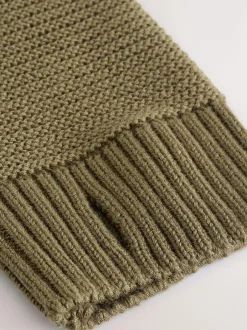 Next Khaki Green Utility Knitted Hoodie (3-16yrs) Clearance